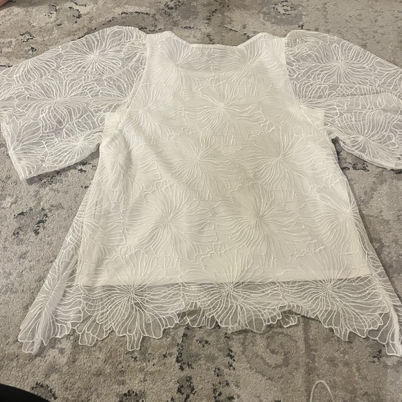 Alfani Women S White Floral Lace Butterfly Sleeve Top Wedding Career Party - Picture 9 of 11